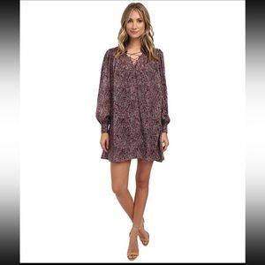 Rebecca Minkoff Radio Lace Up Long Sleeve Silk Dress